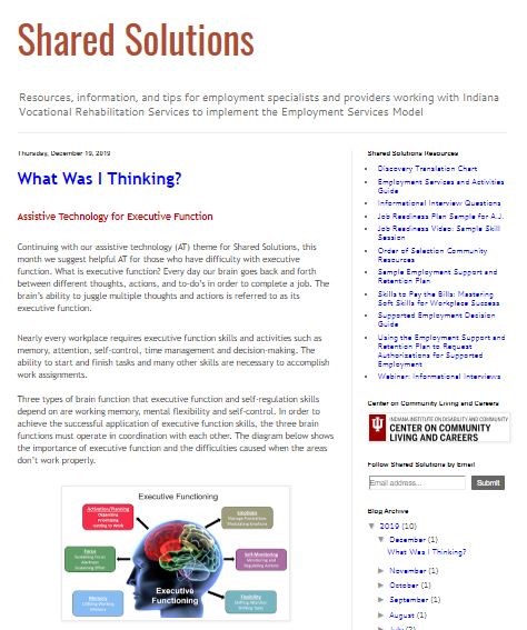 Screenshot of Shared Solutions blog.