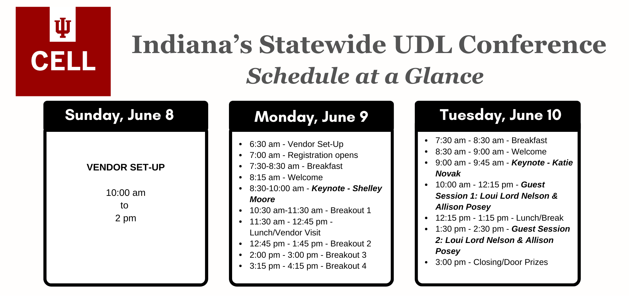 UDL 2025 Sched at a Glance