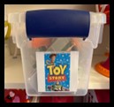 Labeled toy bin